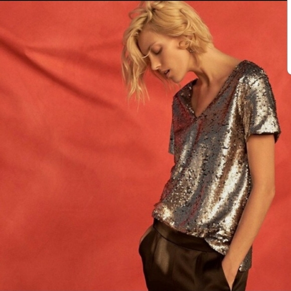 Anthropologie S Vanessa Virginia Sequin blouse - Picture 5 of 6